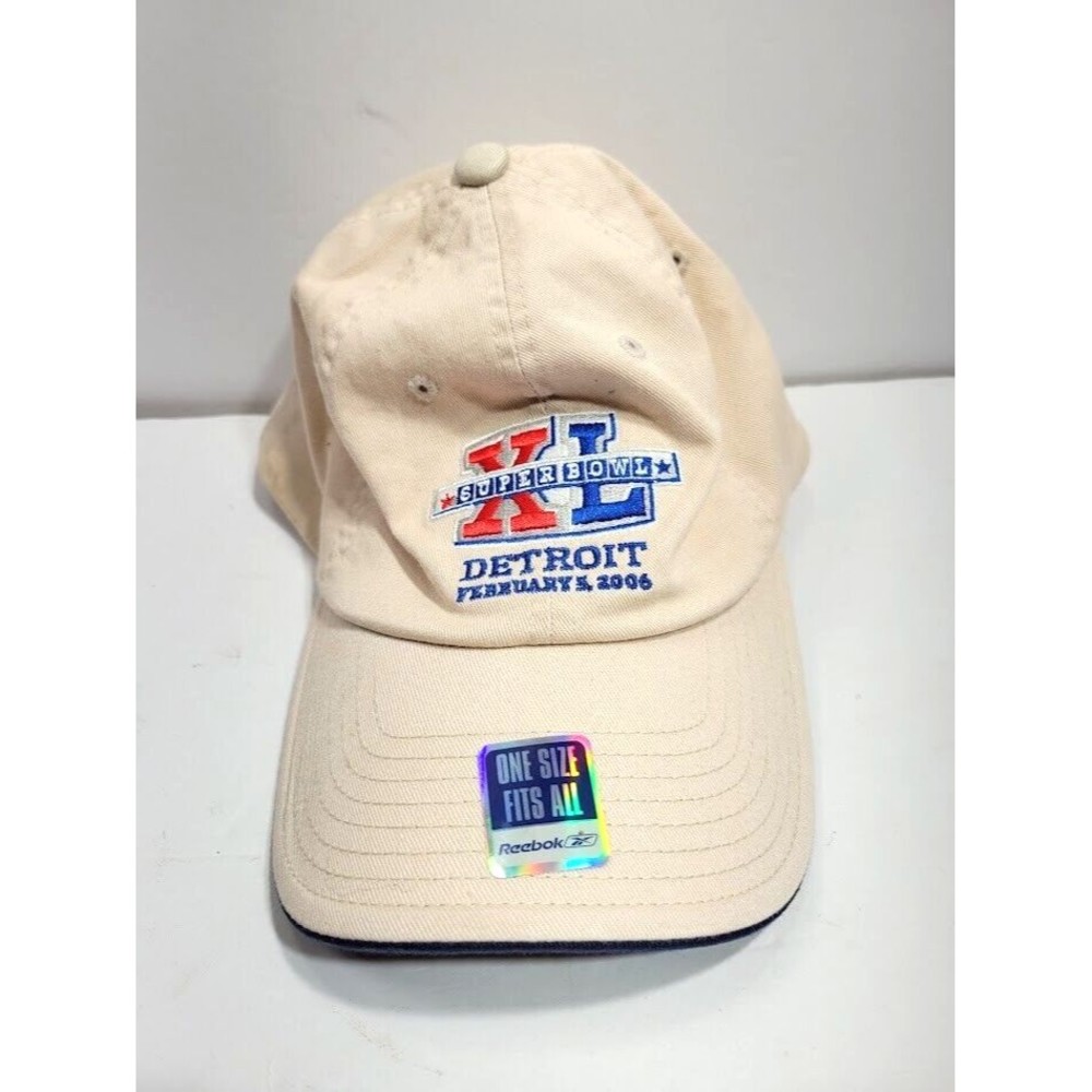 Reebok Super Bowl XL Detroit 2006 Tan Strap Back Cap Hat